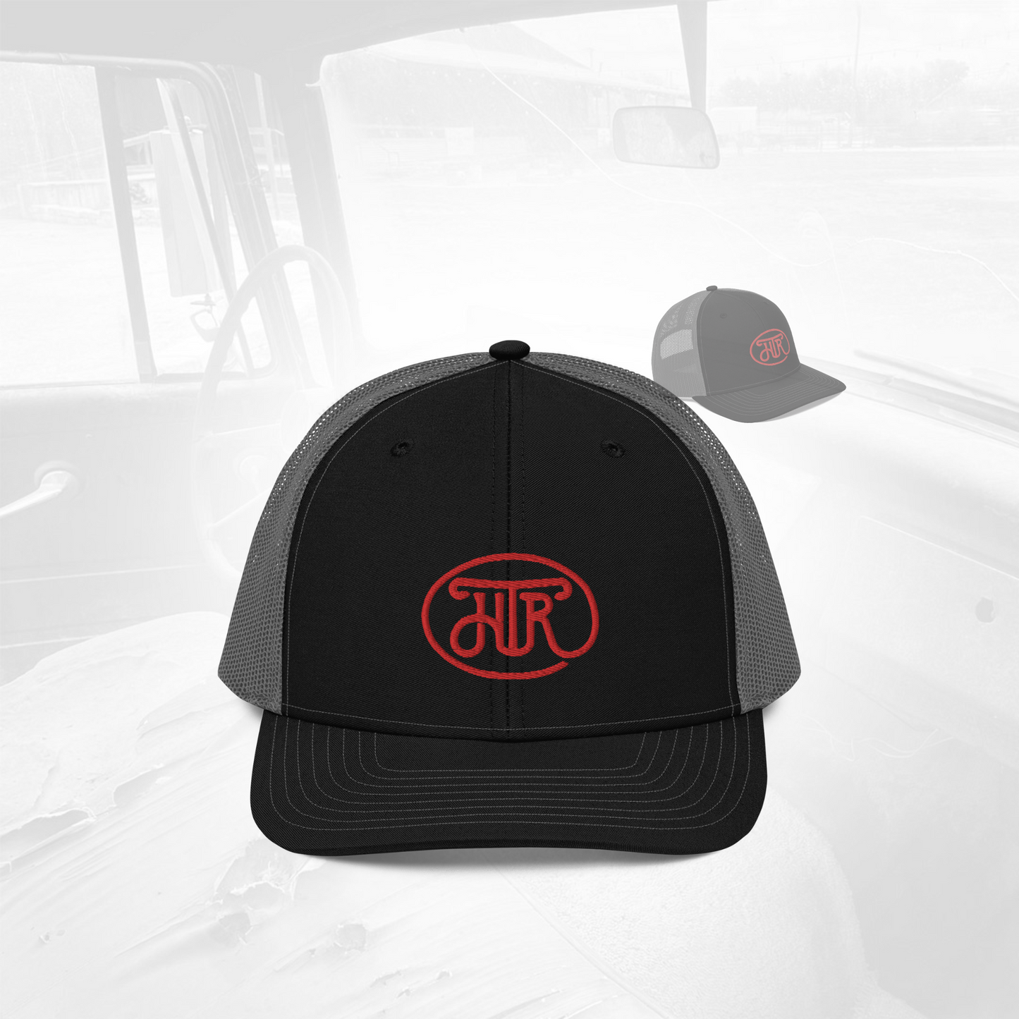 Black Grey Richardson hat with Hat Co Brand logo