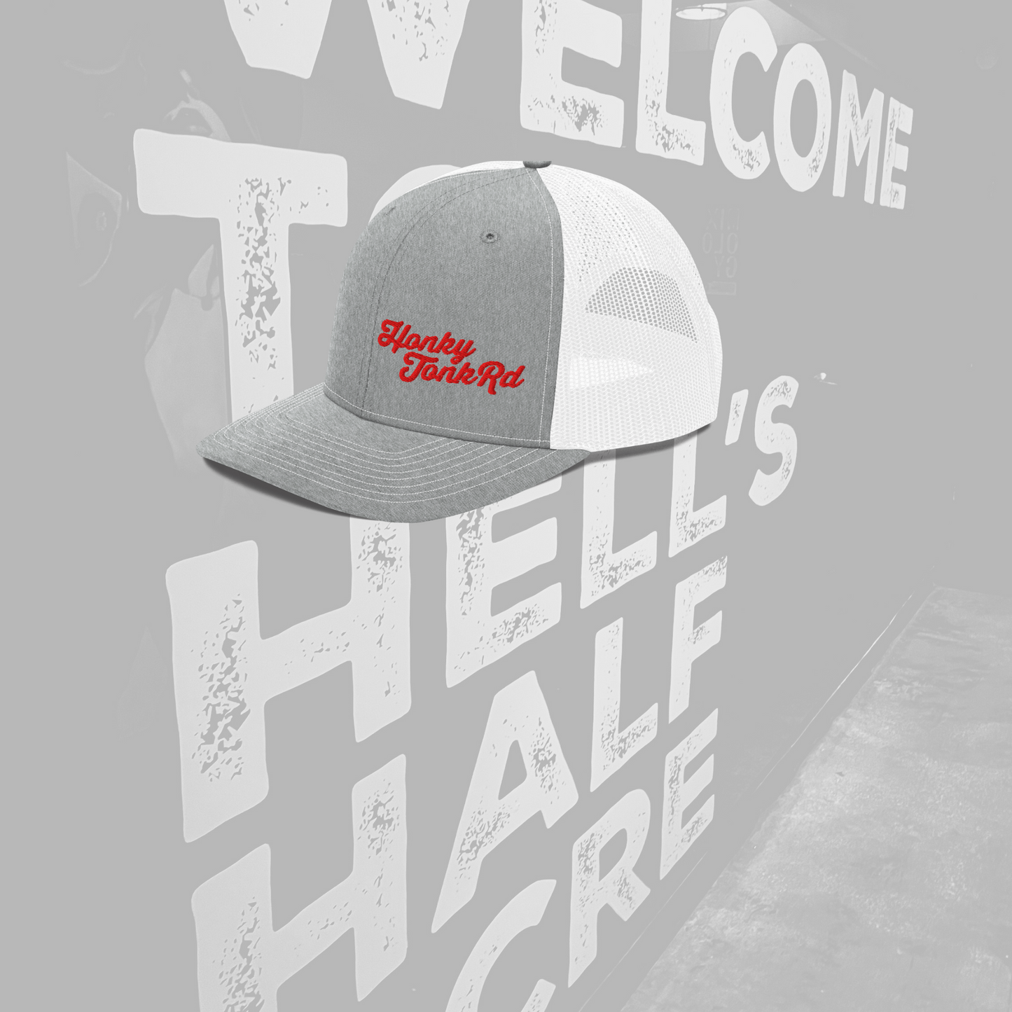 Adjustable hat in Grey with Honky Tonk Rd logo on the left side