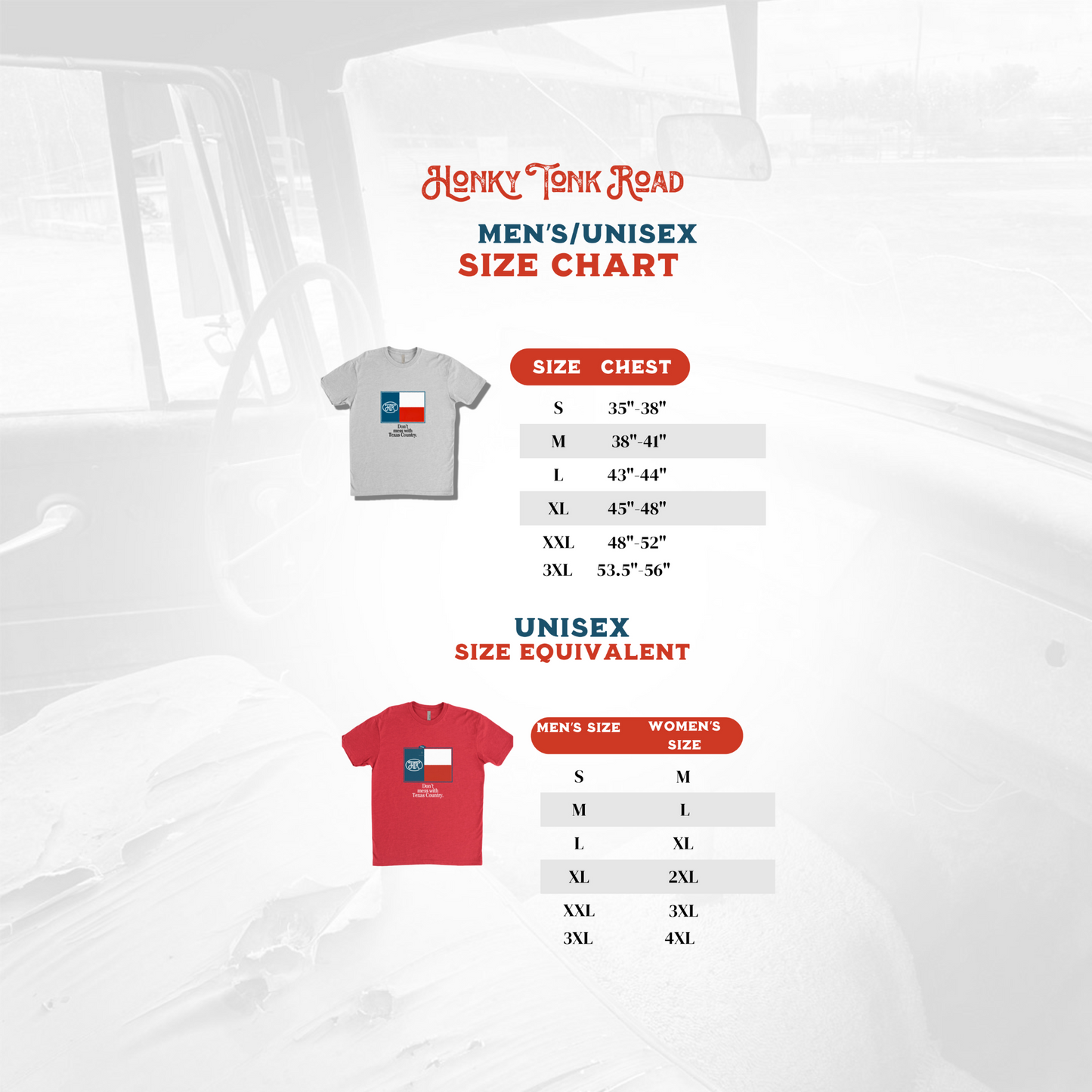 Next Level Shirts sizing chart