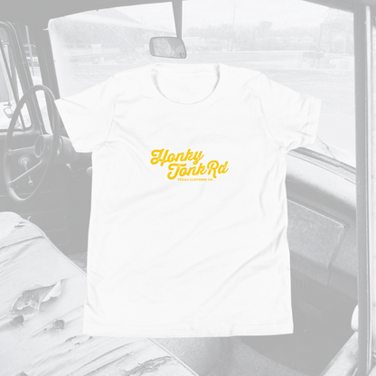 White Kids Graphic tee with HTR Gold Rd logo